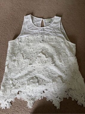Greylin White Keyhole Tank Top